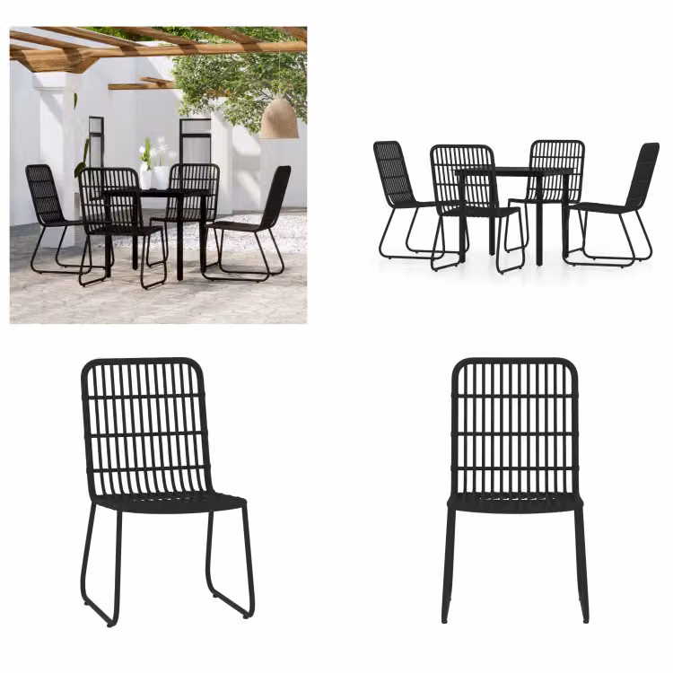 vidaXL Set da pranzo da giardino 5 pezzi nero - Set da pranzo da giardino - Set da pranzo da esterno - Set da pranzo da patio