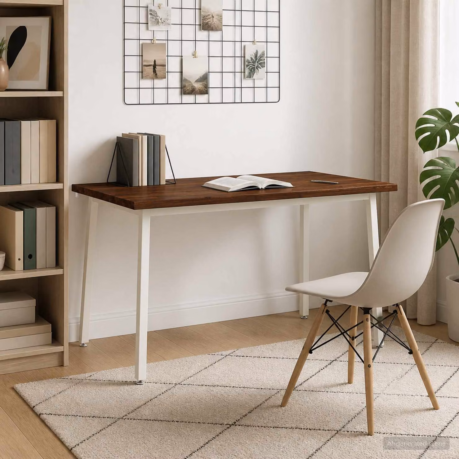 Tavolo rettangolare moderno vidaXL in legno di acacia con bordo naturale, L/P/H: 140 x 80 x 75 cm