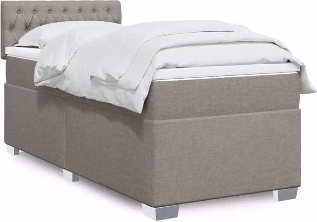 Letto con Giroletto a Molle e Materasso vidaXL, Colore Tortora/Grigio, L 90 x P 200 cm