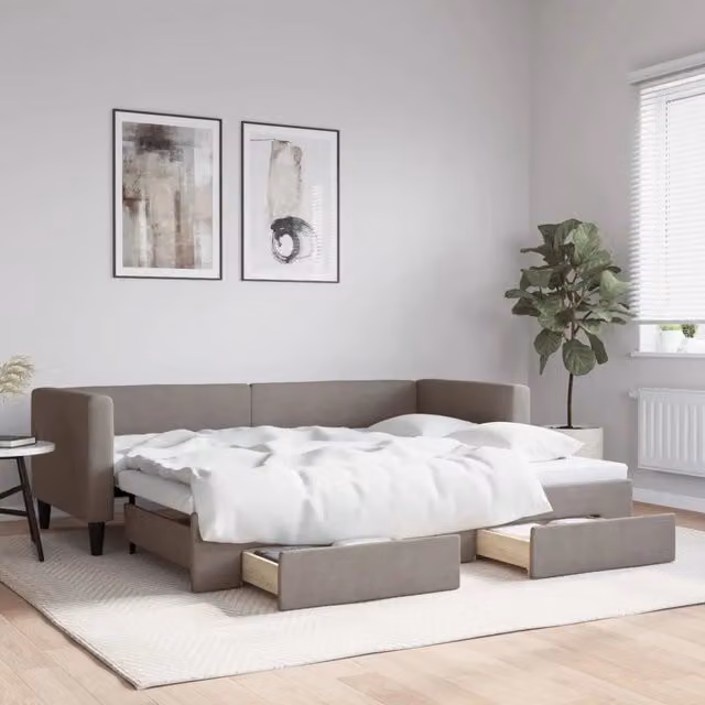 Divano Letto Moderno vidaXL in Tessuto Grigio e Beige per Soggiorno e Camera da Letto
