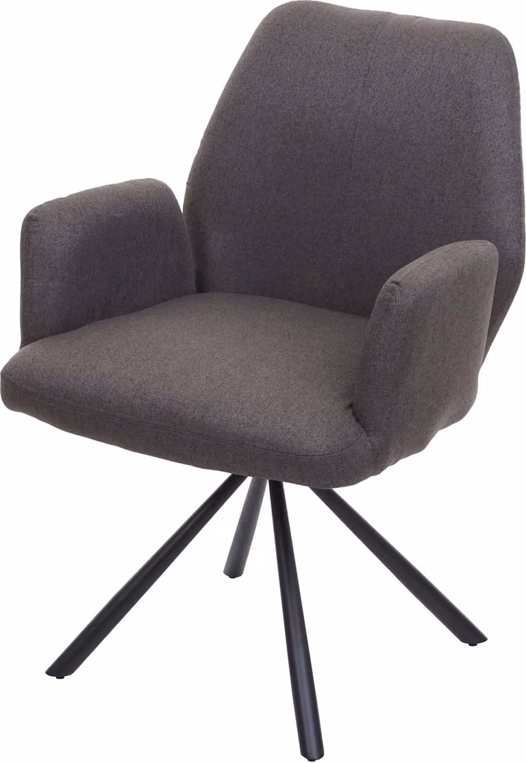 Sedia da pranzo HWC-H71, sedia da cucina poltrona sedia, tessuto/tessuto acciaio ~ grigio-marrone