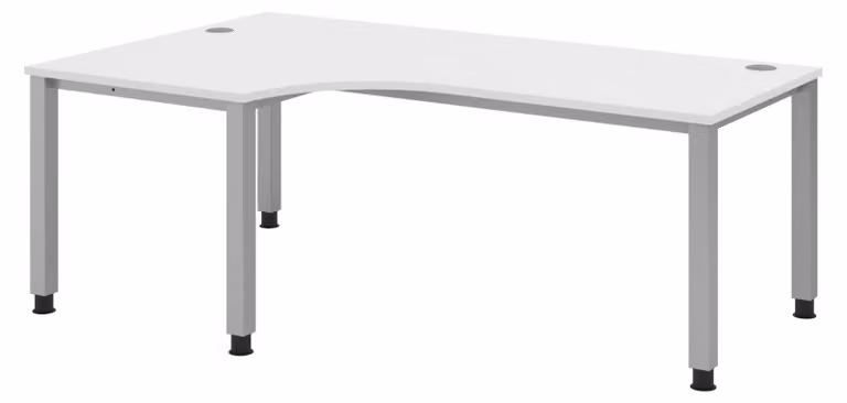 Scrivania bümö Serie Q - Finitura: bianco, struttura: argento, dimensioni: scrivania angolare 200 x 120 cm