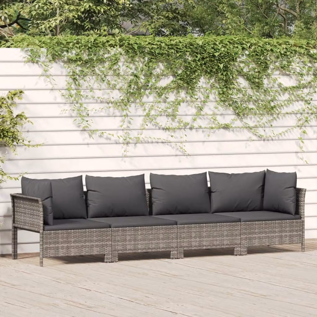 Maison Exclusive - Set da giardino 4 pezzi con cuscini grigio in polyrattan