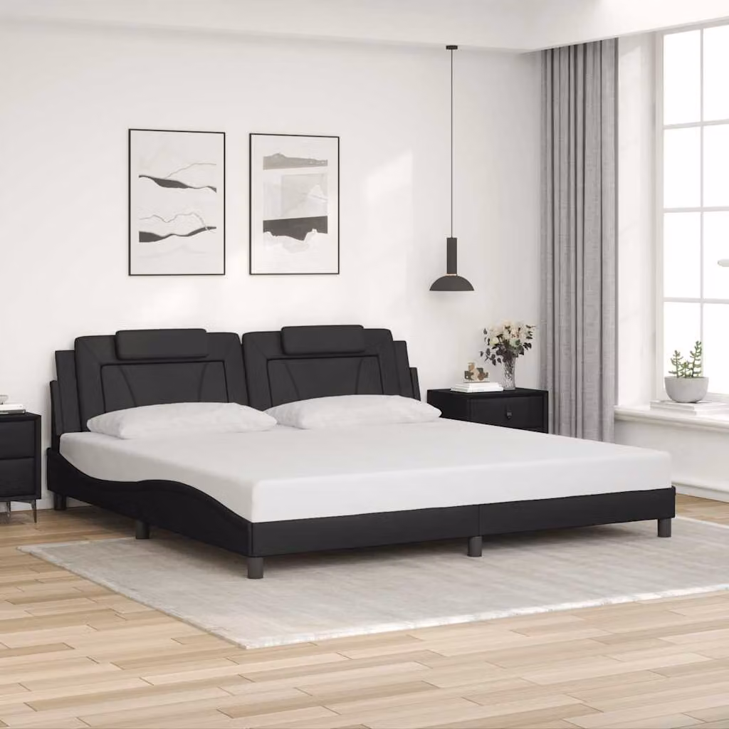 vidaXL Giroletto Viana senza Materasso in Similpelle Nero L/P/H: 200 x 200 x 74,5 cm – 1