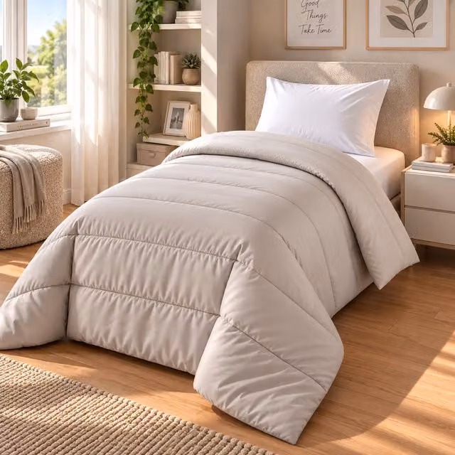 Trapunta invernale singola Warm Hugs Datex in microfibra reversibile colore sabbia/beige