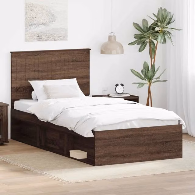 Struttura del letto Rovere Marrone 100 x 200 cm Pino massello 3411052