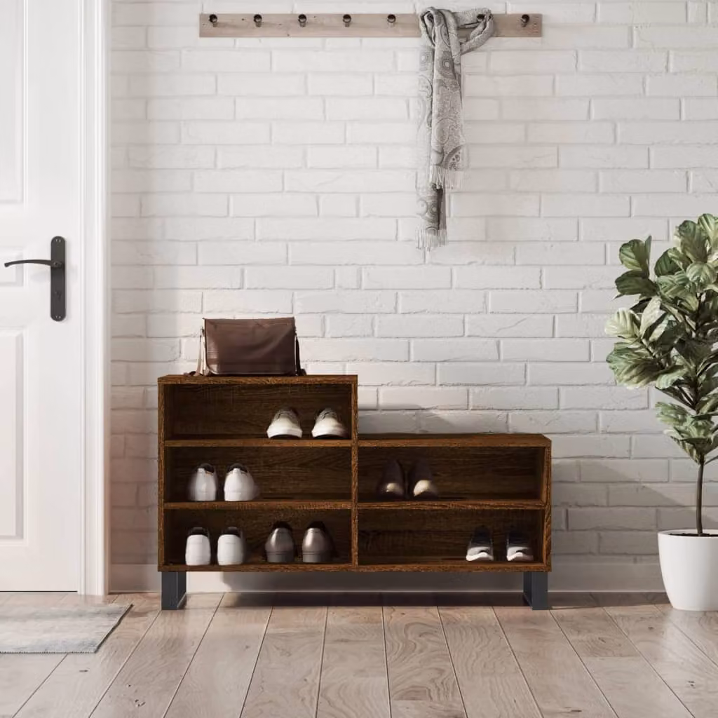Scarpiera moderna vidaXL in legno e metallo, colore rovere marrone, L/P/H: 102 x 36 x 60 cm