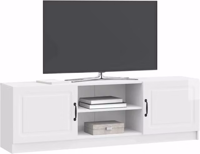 Mobile TV moderno Design In bianco lucido L/P/H: 150 x 31 x 47 cm