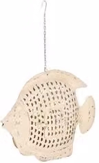 Pesce Nixie Bizzotto Sbiancato in Metallo Bianco con Design Rustico e Astratto