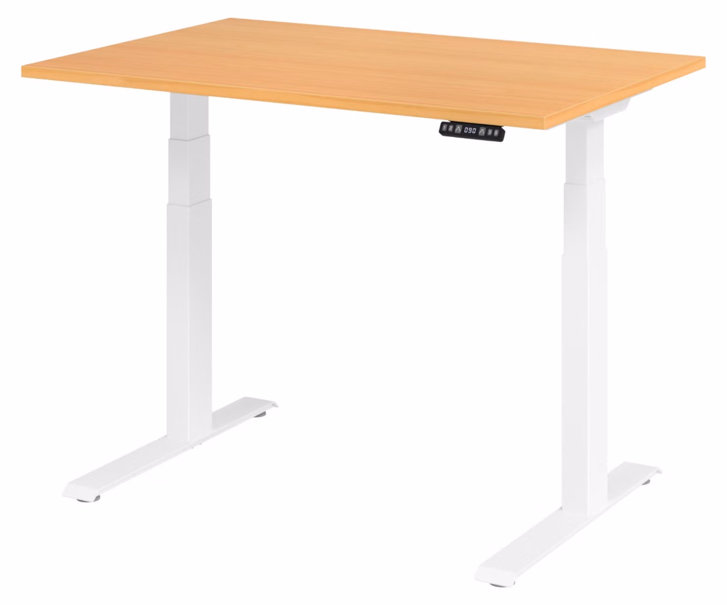 Scrivania elettrica bümö XDKB - Decorazione: faggio, dimensioni: 120 x 80 cm, struttura: bianco