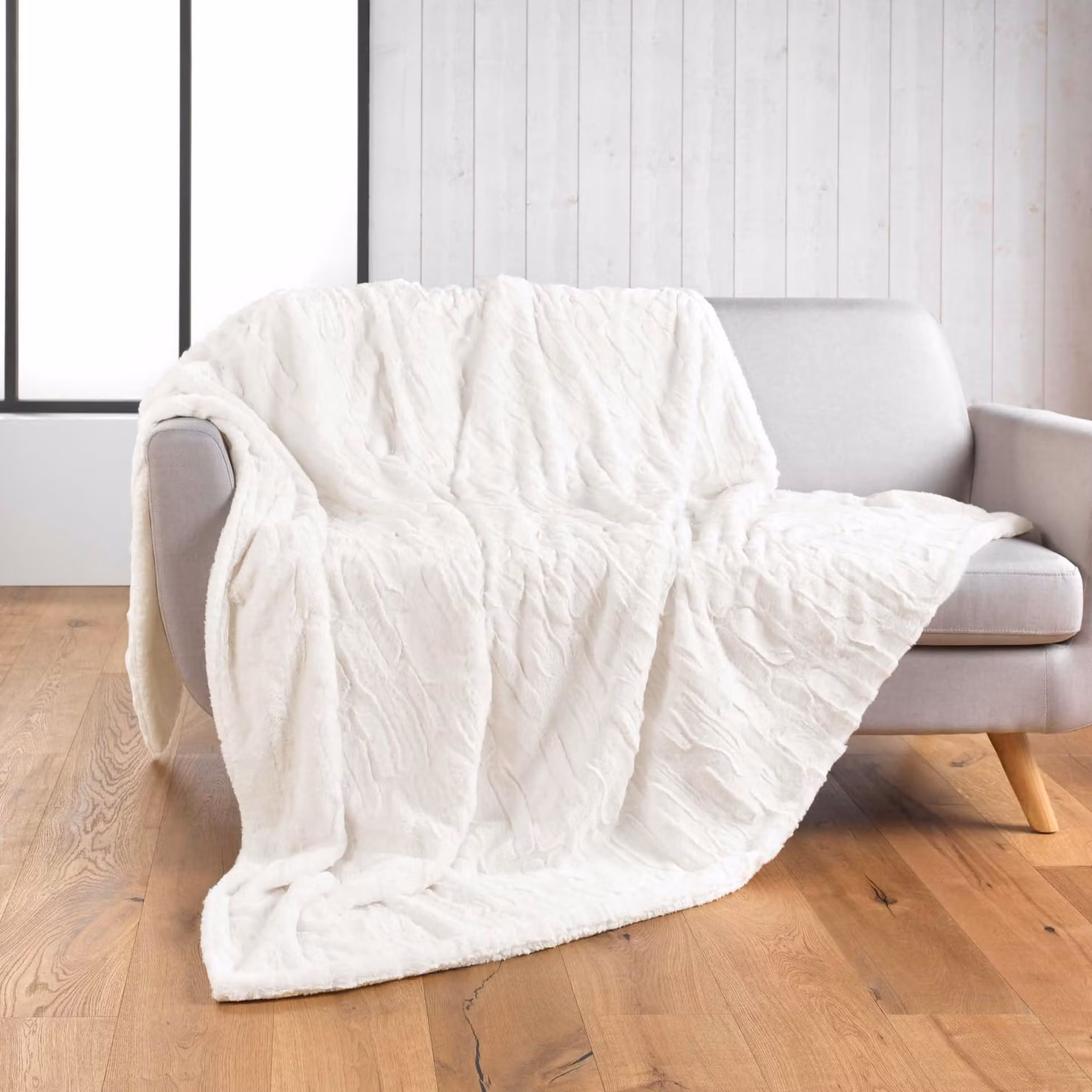 Elzusha - Coperta trapuntata in ecopelliccia effetto sherpa, 180 x 220 cm