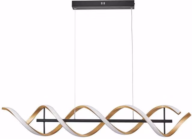 Lampada sospensione doppia Abrax LED 40W Reality Leuchten colore nero e oro/ottone con altezza regolabile