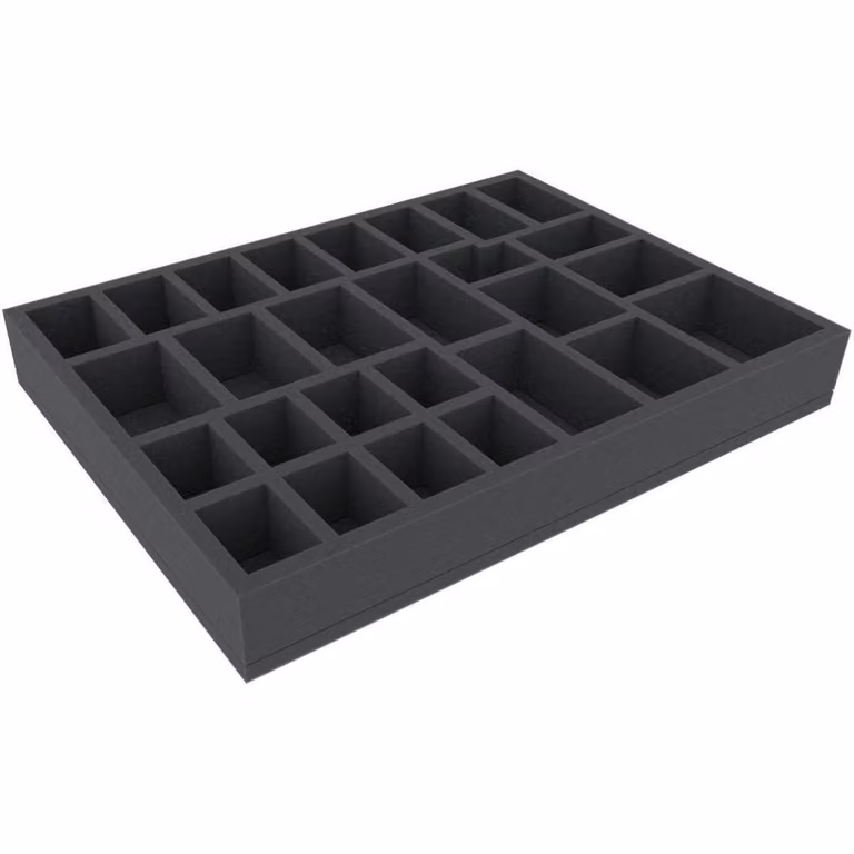 Inserto in schiuma con 27 scomparti, 394x294x50 mm, per giochi da tavolo e miniature