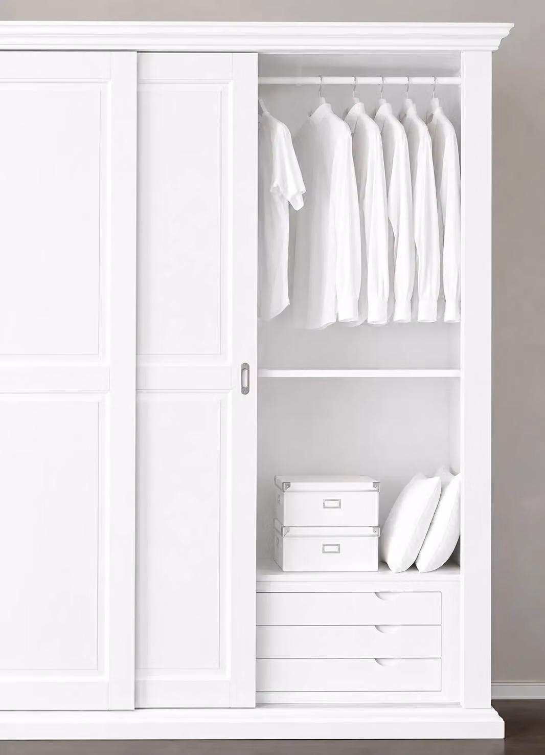 Armadio classico con 2 porte scorrevoli in legno stile shabby bianco Mobili 2G L/P/H: 275 x 66 x 254 cm – 1