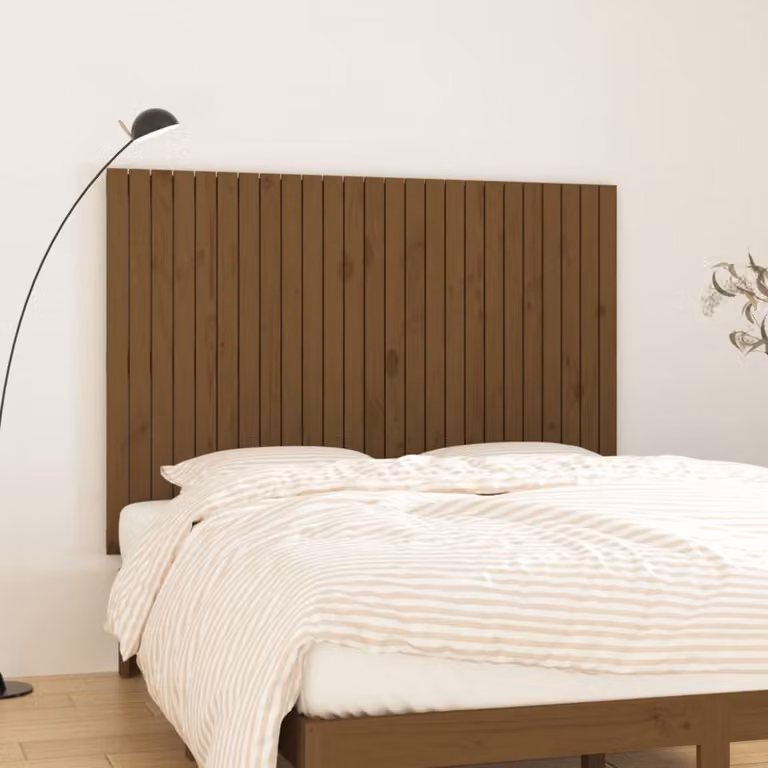 Testiera da parete vidaXL in legno massello di pino, colore marrone, L: 159,5 cm, P: 3 cm, H: 110 cm