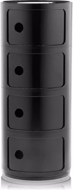 Kartell Componibili Classic 4 Elementi in plastica nera lucida con ruote