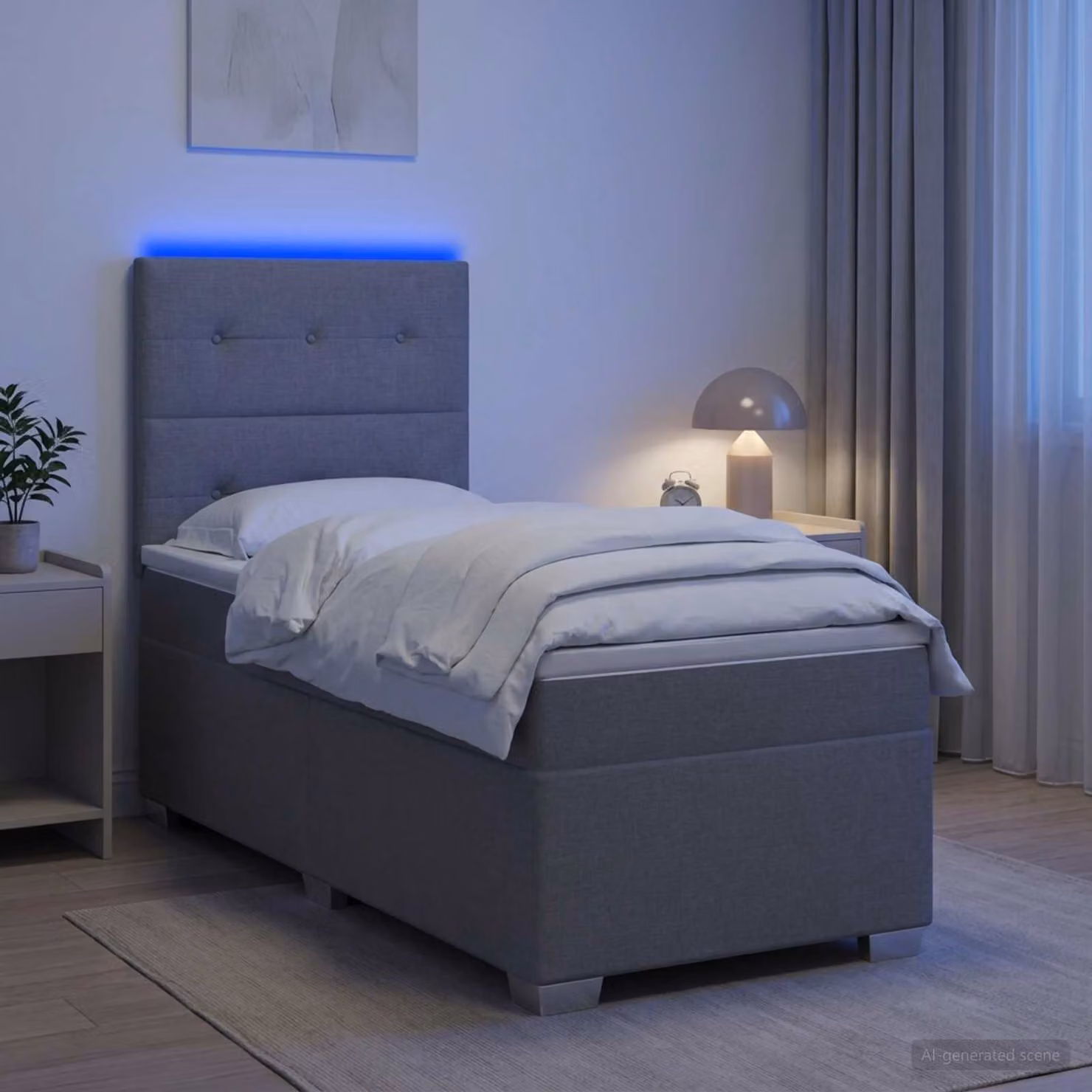 Letto box spring con materasso vidaXL Grigio Chiaro L/P: 90 x 190 cm