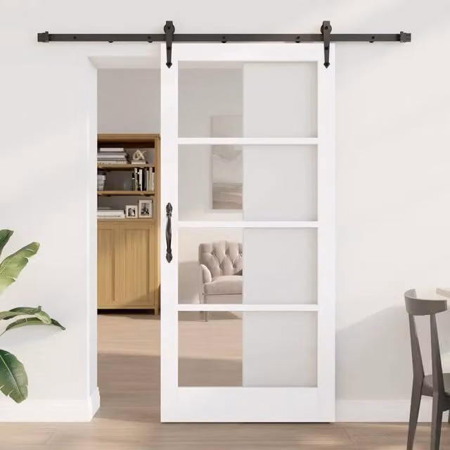 Porta scorrevole minimalist in legno massello e vetro vidaXL L: 93 cm, H: 202 cm