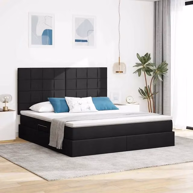 Letto con contenitore e materasso vidaXL in tessuto nero L: 180 cm, P: 200 cm, H: 204 cm – 1