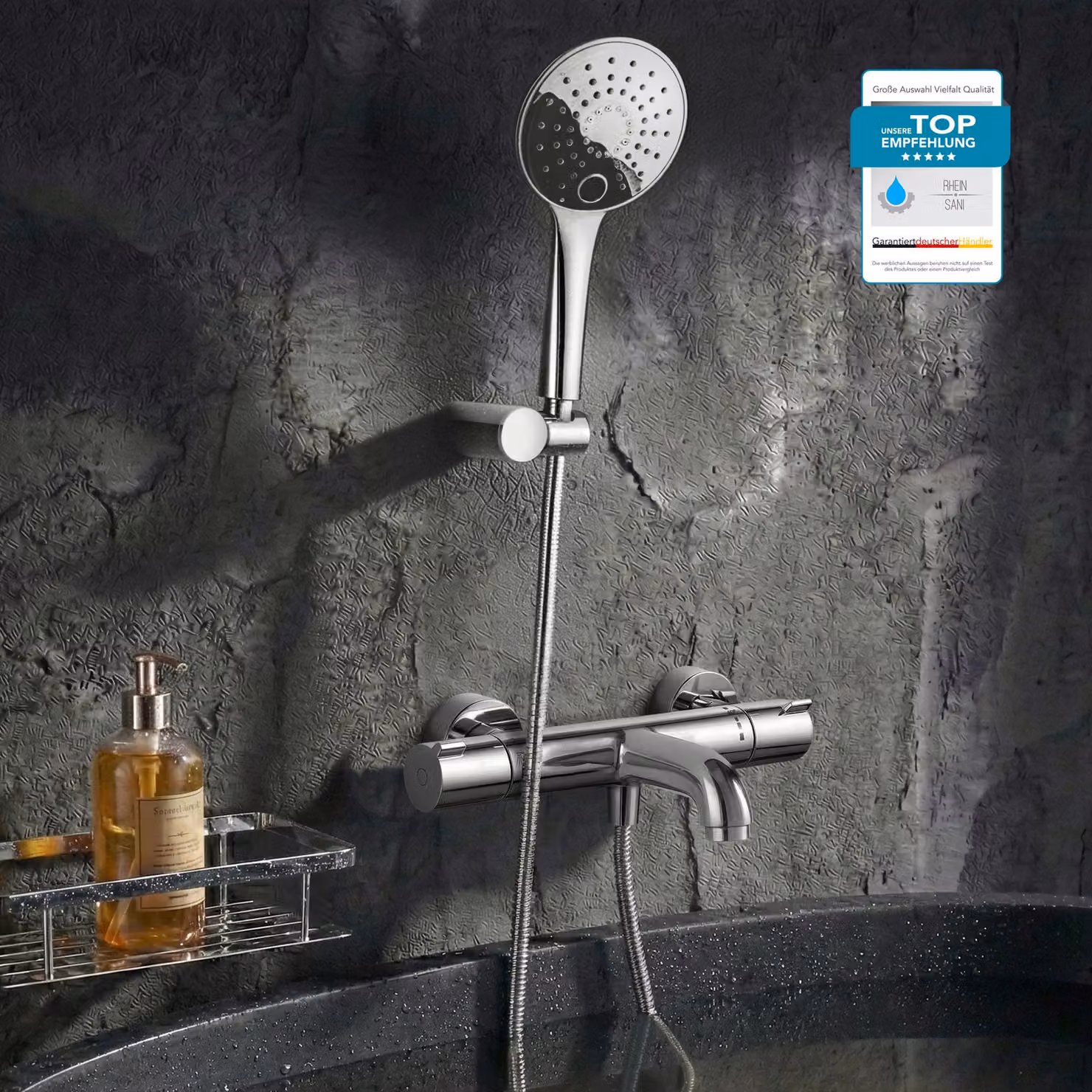 Miscelatore per vasca HANSGROHE Ecostat 1001 CL con doccetta BELVIT o doccia a pioggia, blocco di sicurezza 40°, termostato per vasca con funzione Eco in cromo