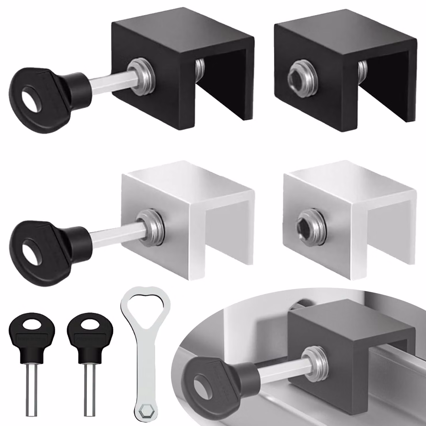 Set di 4 serrature di sicurezza per porte scorrevoli e finestre