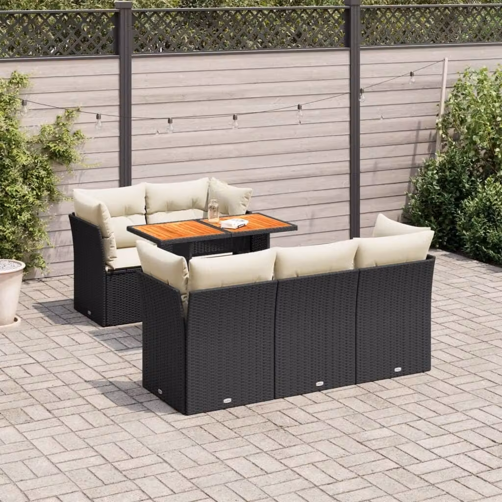 Maison Exclusive - Set Divano da Giardino 6 pz con Cuscini Nero in Polyrattan
