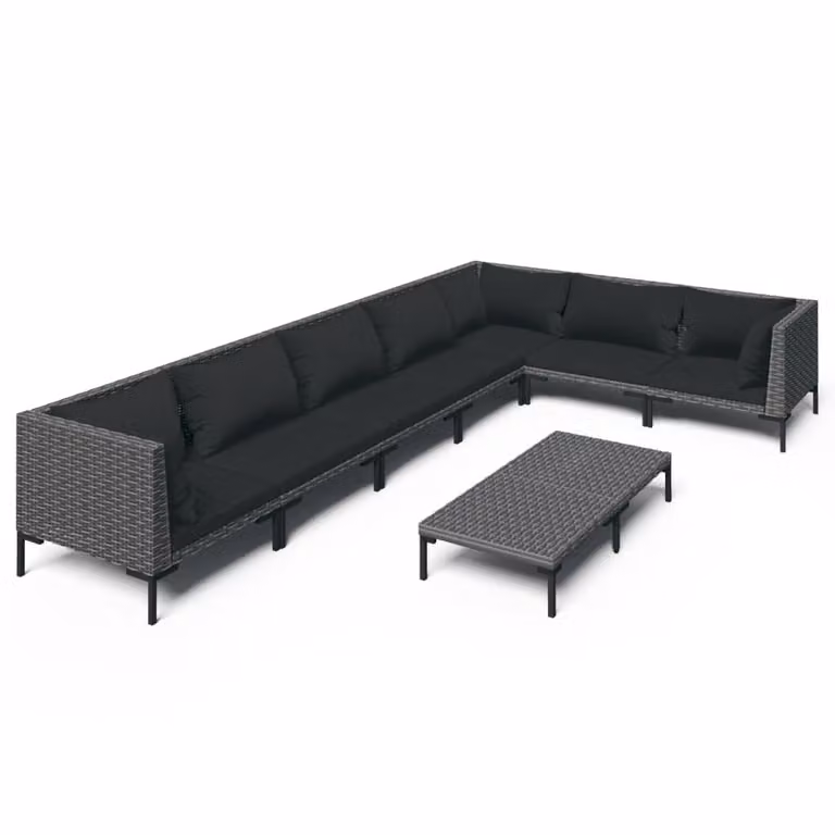 Divani da Giardino 8 pz con Cuscini in Polyrattan Grigio Scuro