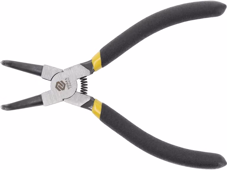 Pinza a becchi curvi per anelli di sicurezza interni, 160 mm, cromata