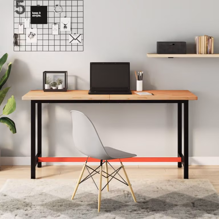 Piano per scrivania vidaXL in legno massello di faggio marrone L: 150 cm, P: 55 cm, H: 2,5 cm