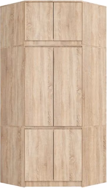 Armadio ad angolo AKORD S100 con sopralzo Sonoma Quercia 100 cm 4 ante 100x50x235 cm