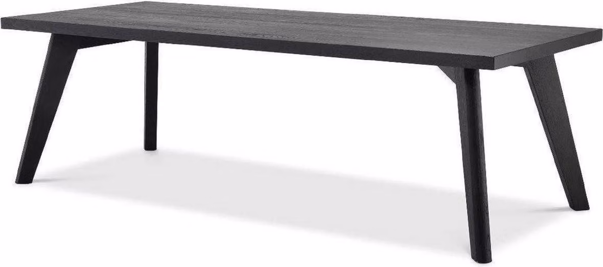 Casa Padrino tavolo da pranzo in legno massello nero 240 x 100 x h. 76 cm - Tavolo da cucina rettangolare in rovere - Mobili da sala da pranzo in legno massello