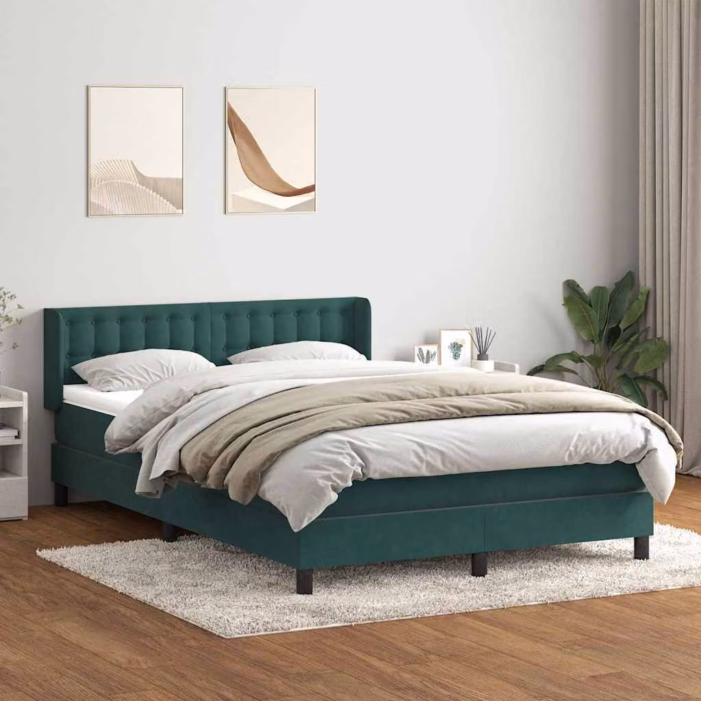 Maison Exclusive - Giroletto a Molle con Materasso Verde Scuro 160x220 cm Velluto