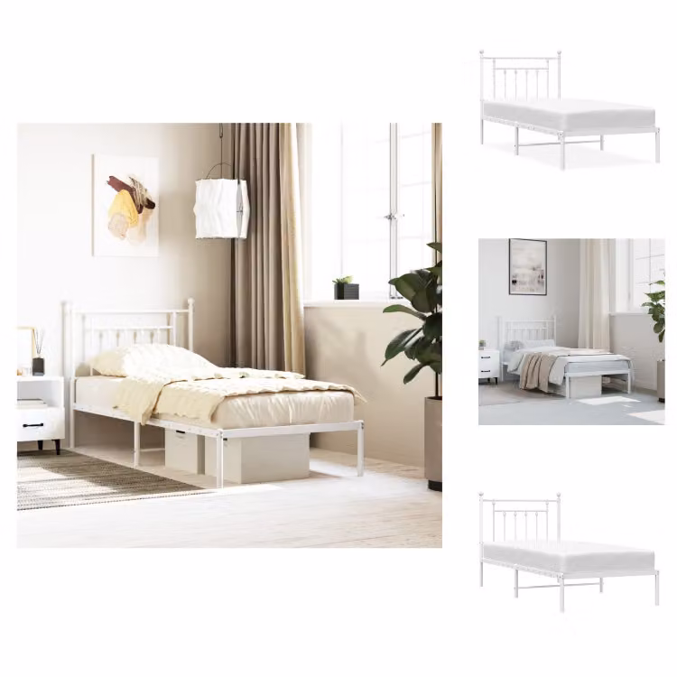 vidaXL Giroletto con testata in metallo bianco 80x200 cm - Letti & reti