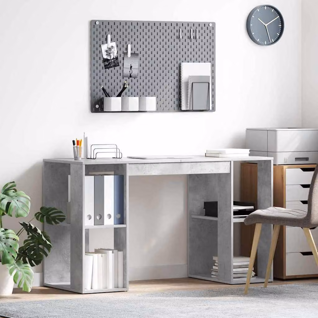 Maison Exclusive - Scrivania in cemento grigio, realizzata con pannelli di legno, dimensioni 130 x 50,5 x 75 cm