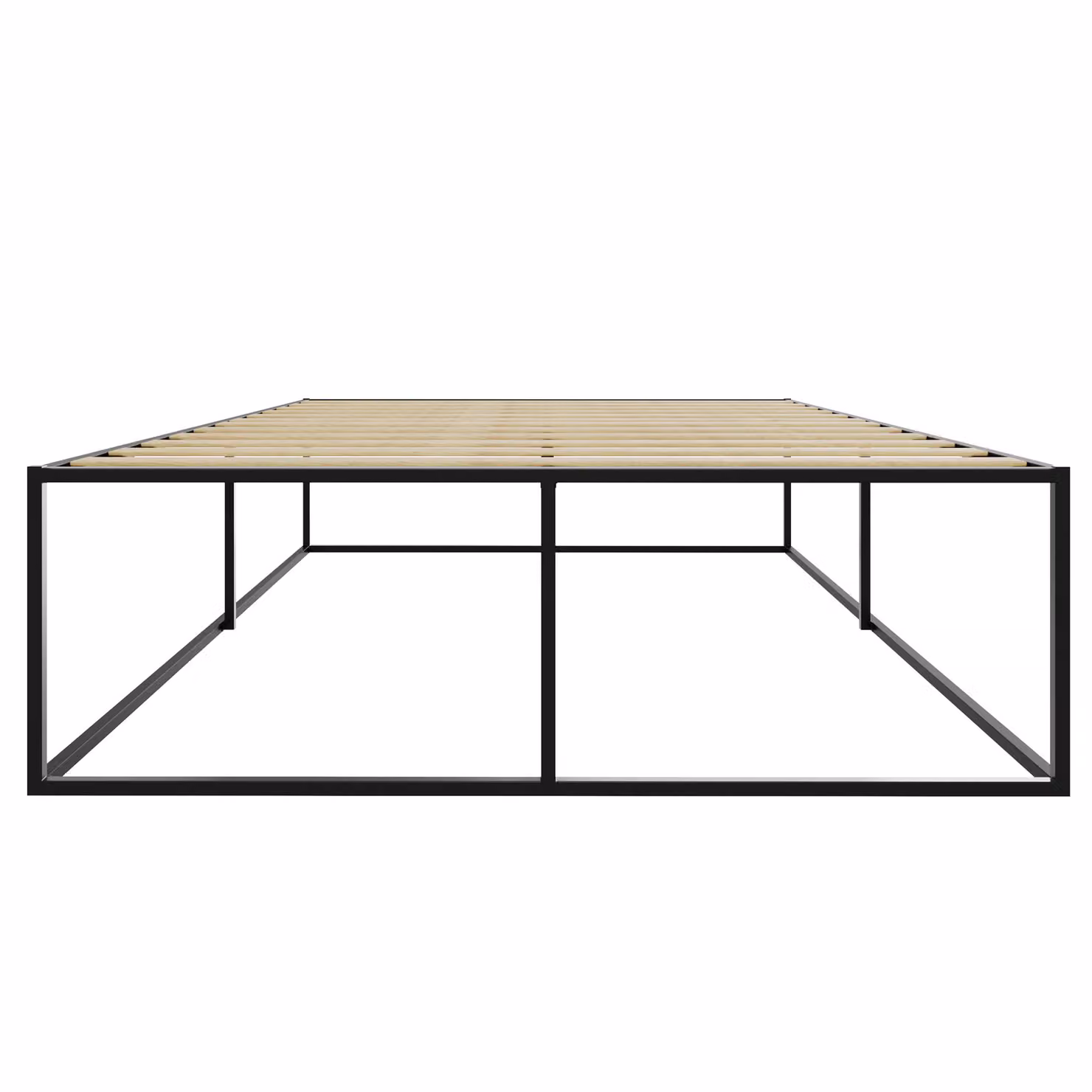 Letto Kyoto tectake in metallo nero con rete a doghe L/P/H: 140 x 200 x 46,5 cm