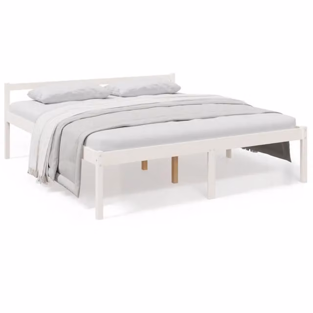 Letto matrimoniale Super King in legno di pino bianco per adulti e anziani L 180 x P 200 cm – 1