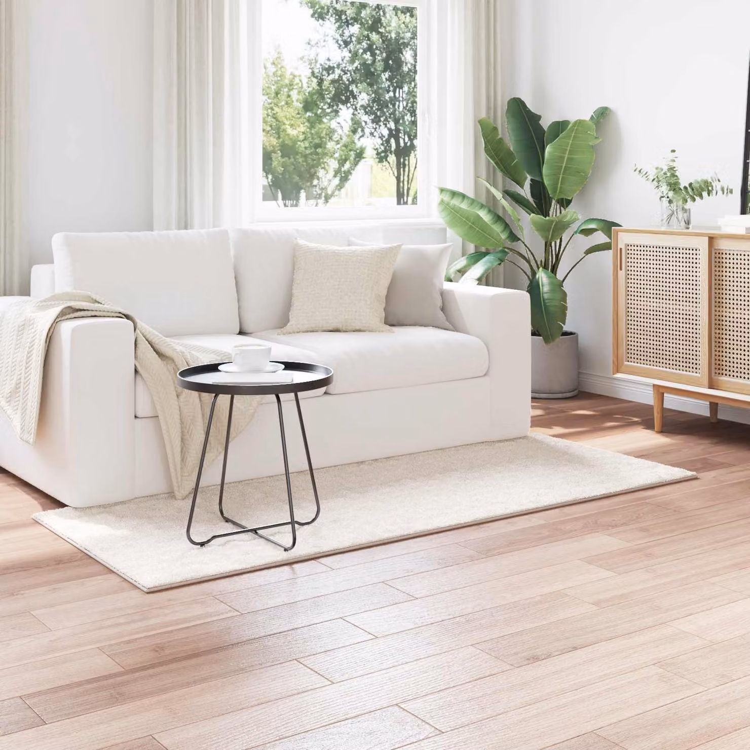 Tappeto per area vidaXL SIROLO beige, L 200 cm x P 80 cm, in poliestere moderno e lavabile