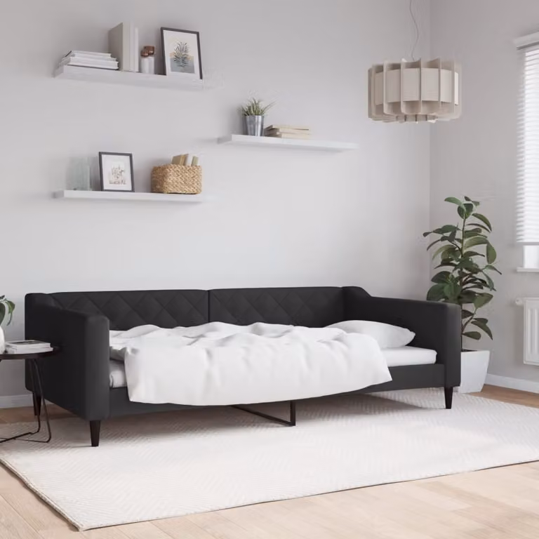 Letto da giorno vidaXL in tessuto nero con struttura imbottita L: 100 cm, P: 200 cm, H: 67 cm