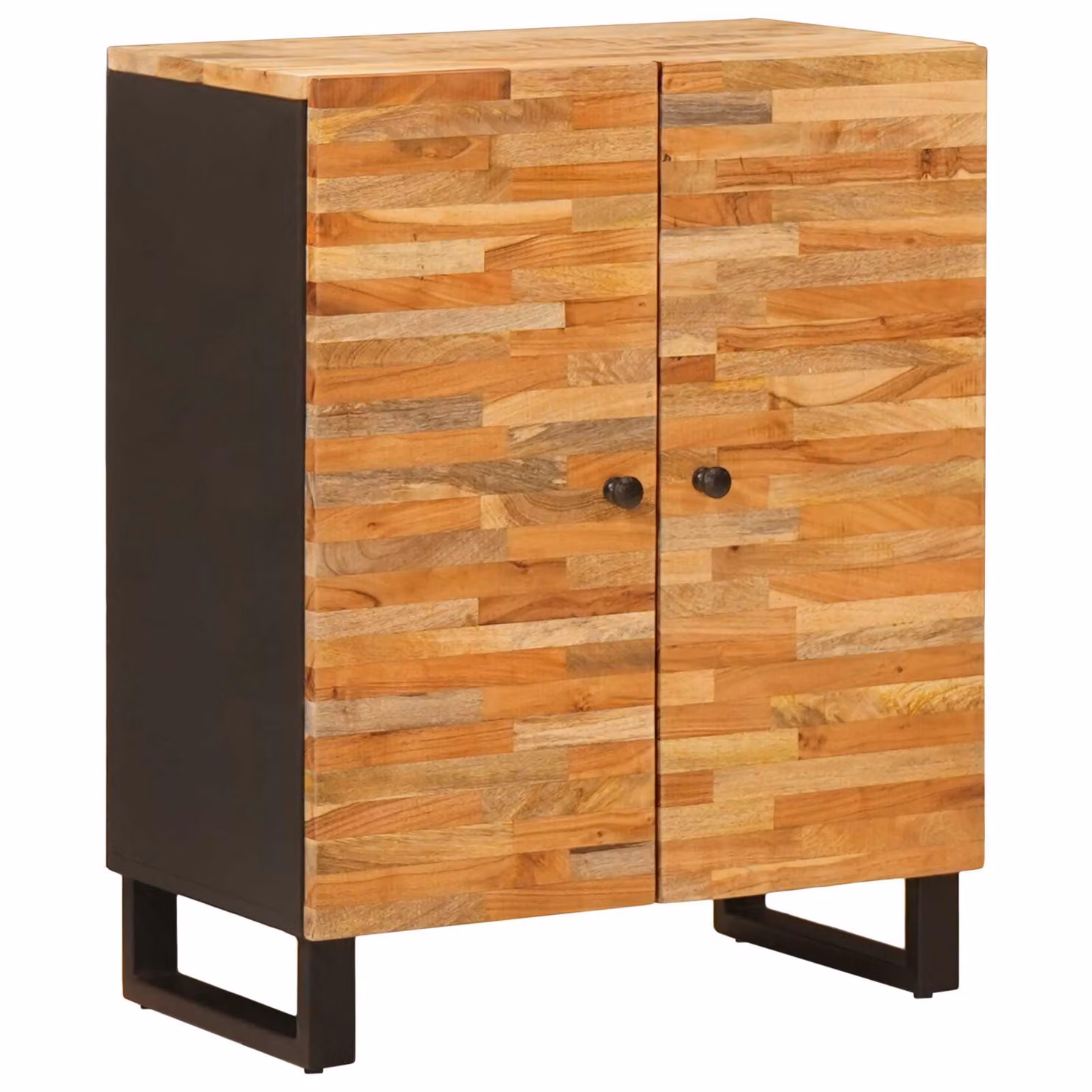 Credenza con ripostiglio moderna vidaXL in legno di mango marrone e nero L/P/H: 60 x 33 x 75 cm