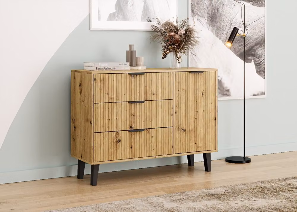 Cassettiera combinata SITIVE SLIM - rovere artigianale / nero