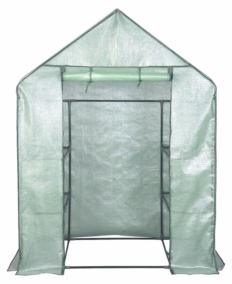 Serra - Tunnel di coltivazione in plastica - Impermeabile - Con scaffalature - Adatto per pomodori, fiori e verdure - Verde