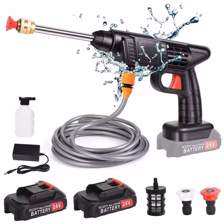 Idropulitrici - Idropulitrici a batteria - 35 bar - 21 V - 2 batterie - Ideale per il lavaggio auto