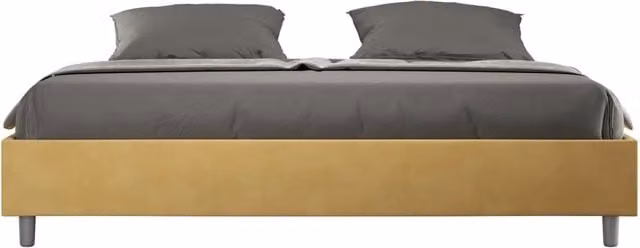 Letto matrimoniale king size senza rete imbottito 190x190 microfibra ocra Azelia