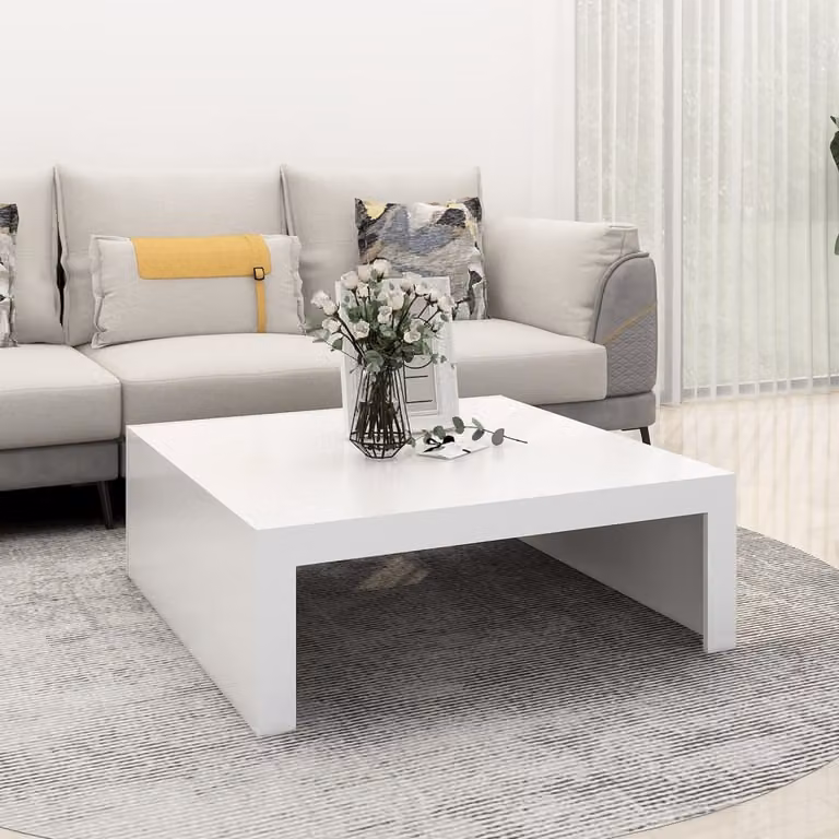 Tavolino The Living Store bianco 100x100x35 cm in materiale ligneo