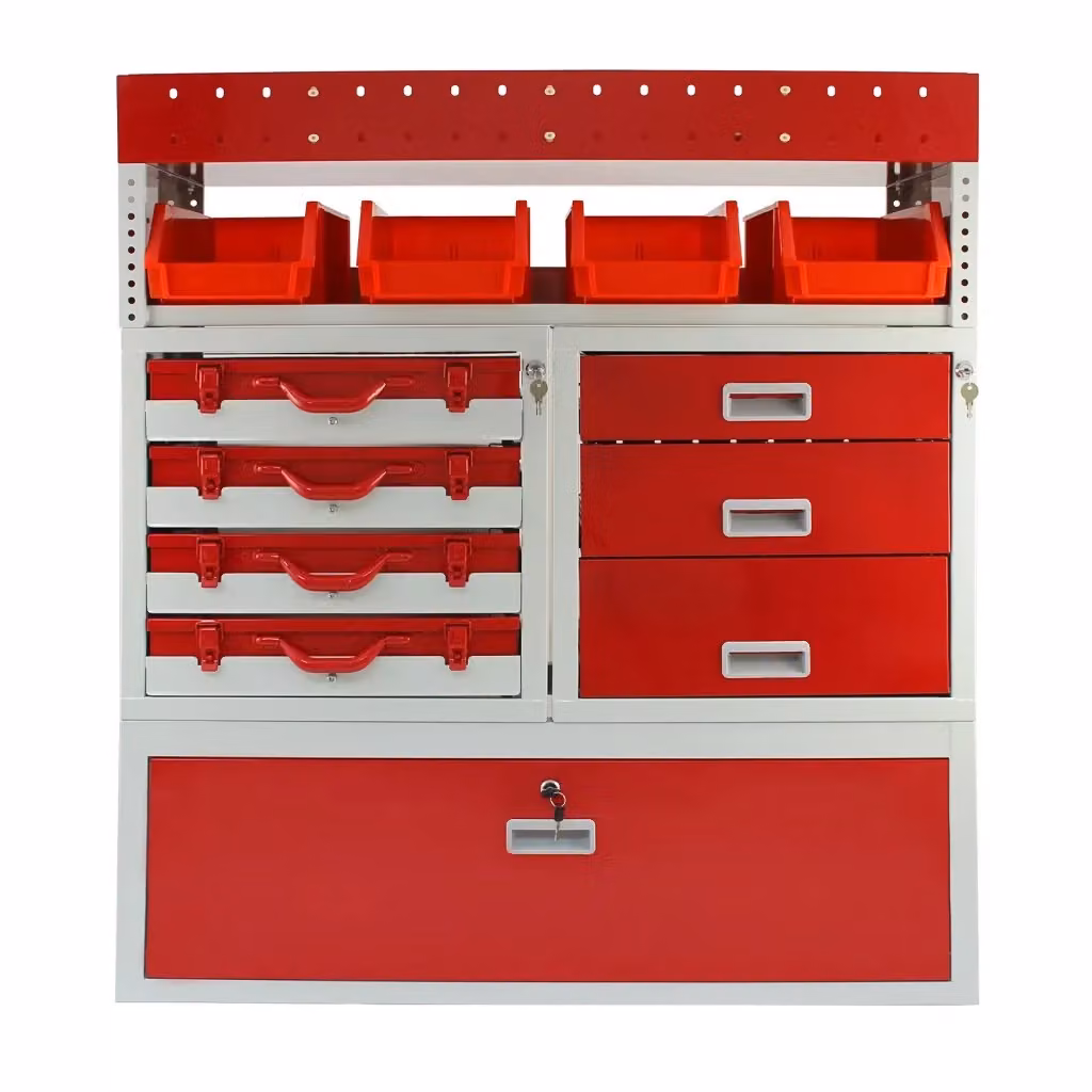 Pacchetto Flame di MONSTER SHOP per furgone con 1 scaffale con cassetti chiudibili e 2 scaffali con mensole, colore rosso – 2