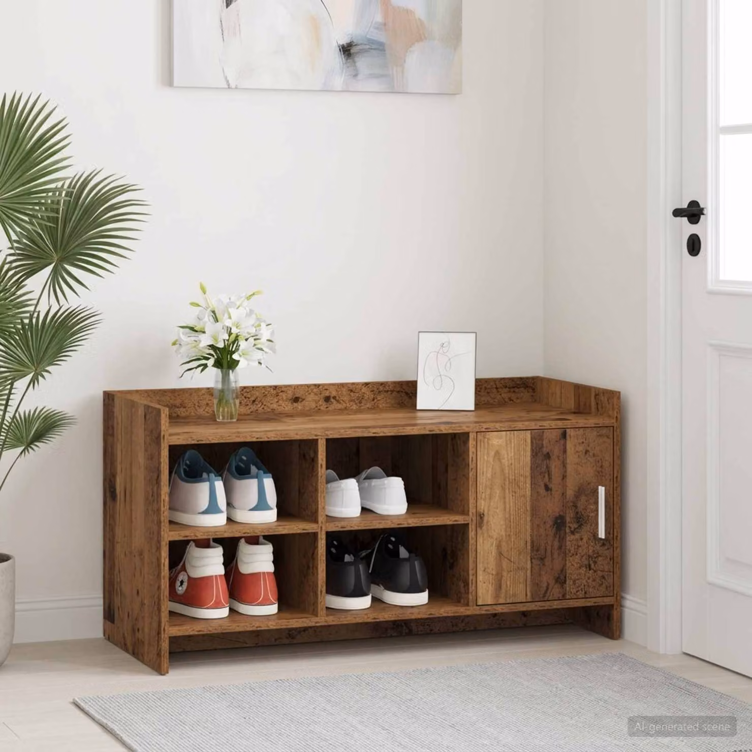 Mobile porta scarpe vidaXL in legno color marrone, L 100 x P 39,5 x H 51 cm