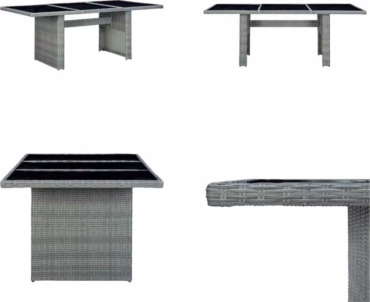 vidaXL Tavolo da giardino grigio chiaro in poly rattan e vetro temperato - Tavolo da giardino - Tavoli da giardino - Tavolo - Tavoli
