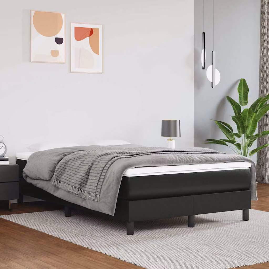 Struttura Letto Imbottita vidaXL in Similpelle Nero con Doghe a Rete, L 120 x P 200 cm