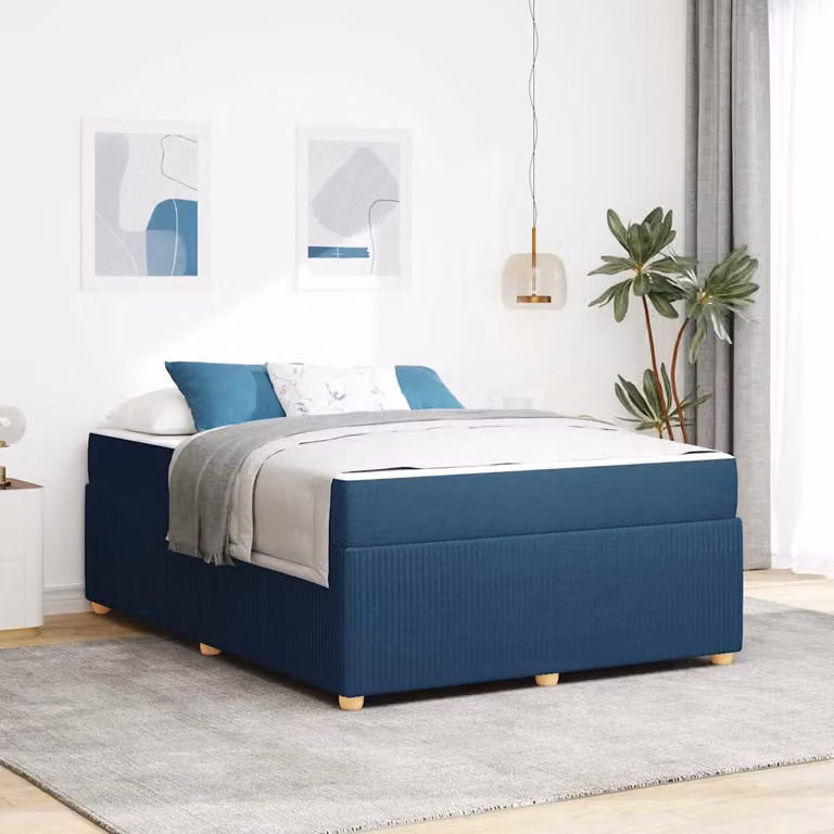 Struttura del letto imbottita vidaXL in tessuto blu L 160 cm x P 200 cm