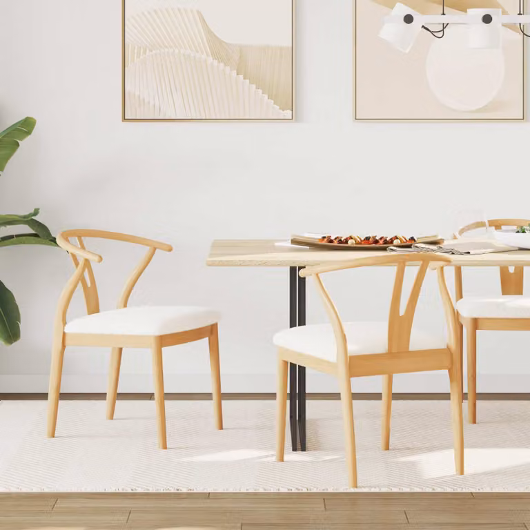 Set di 2 sedie da pranzo vidaXL in legno di gomma naturale e chiaro